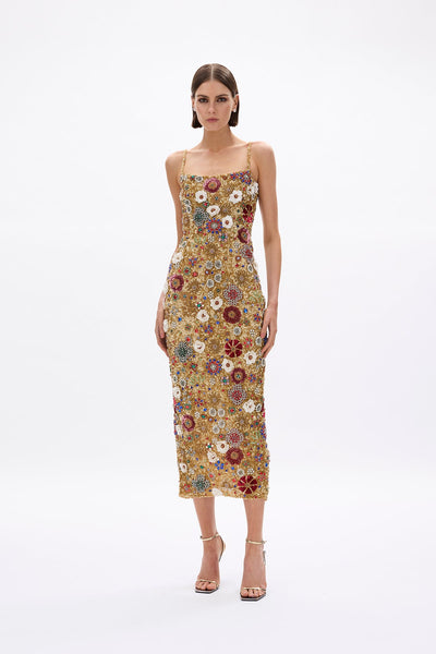 slim fit dress slacks Francesca Gown Gold Multi
