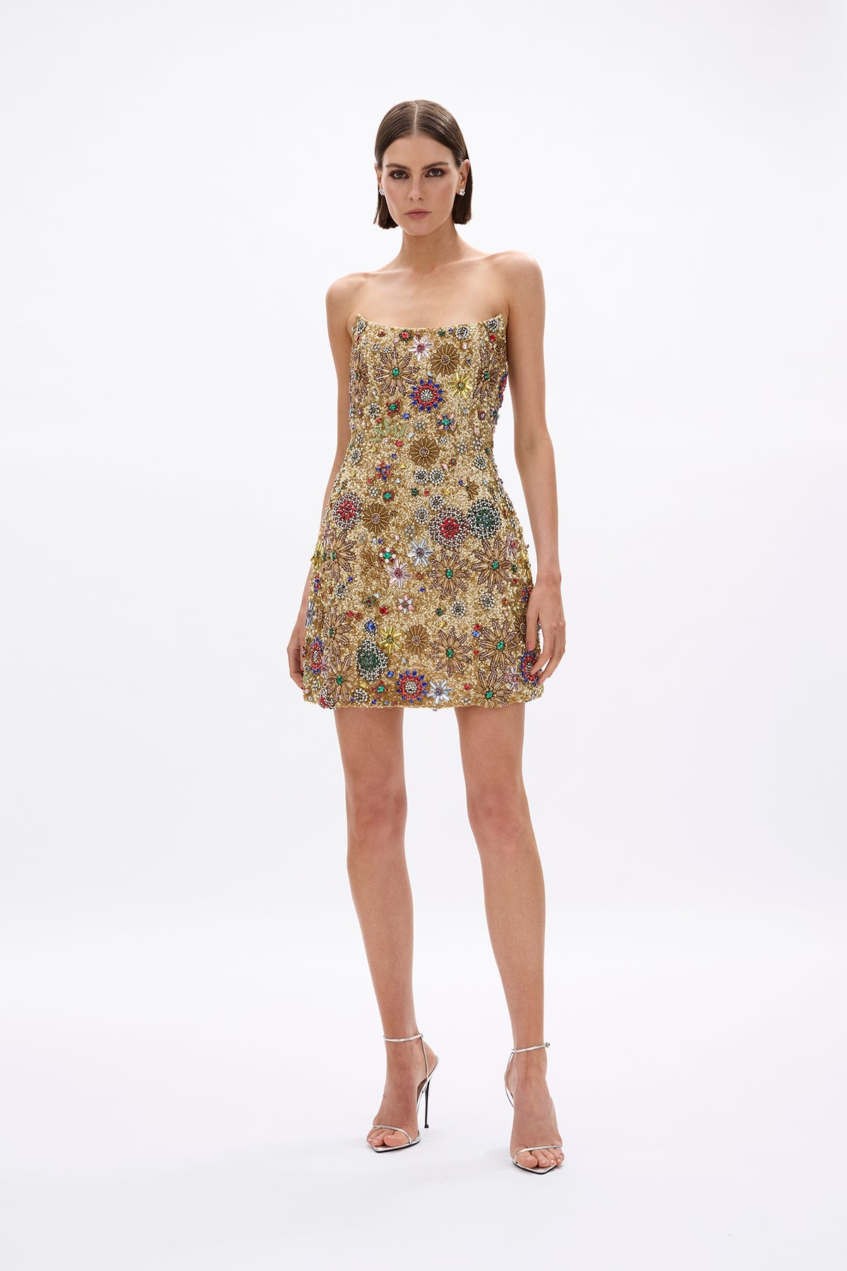rachel gilbert nisha mini dress Francesca Strapless Star Mini Gold