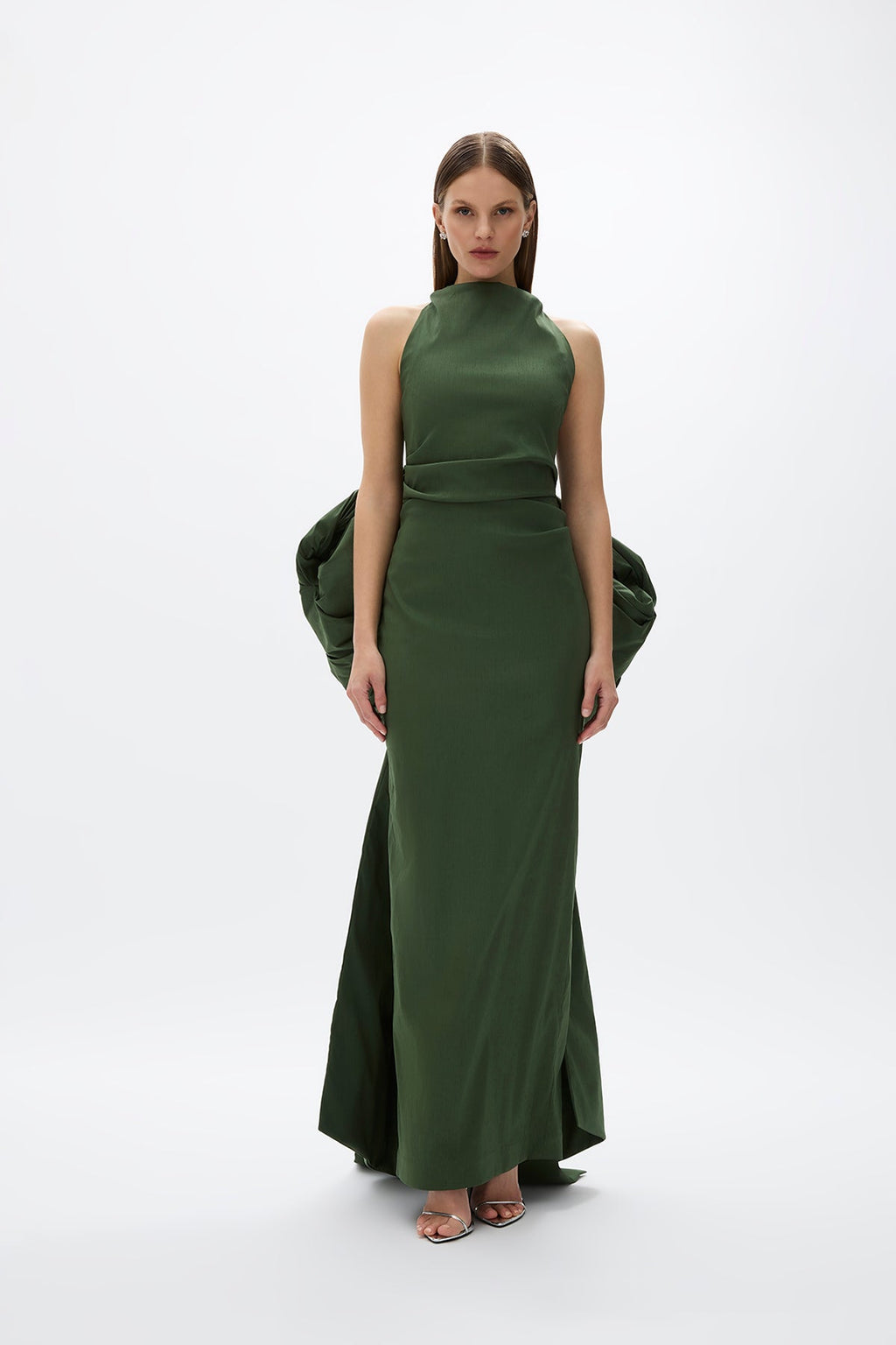 Rachel Gilbert Women's Lottie GOWN, Forest, Polyester/Nylon, 1