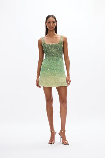 rachel gilbert green beaded dress Rachel Gilbert