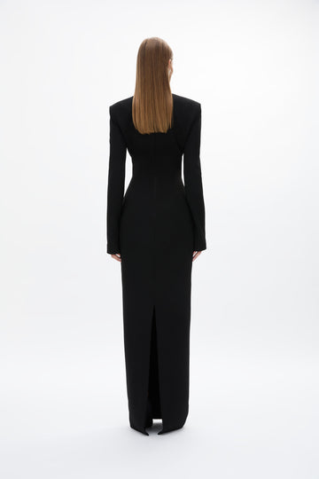 rachel gilbert long sleeve dress Mock Neck Long Dress