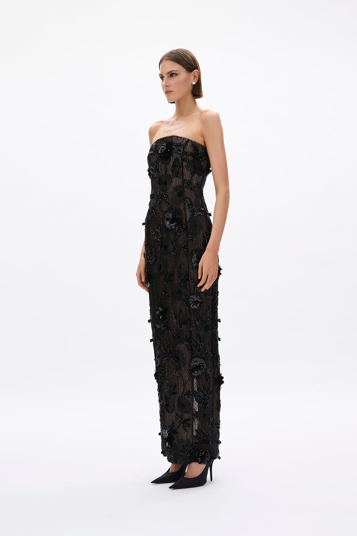 rachel gilbert black sequin dress Women's Pierere Embellished Gown - 71% acetate Sexy Deep V-Neck Shiny Women's US Size:9 model-name:cori