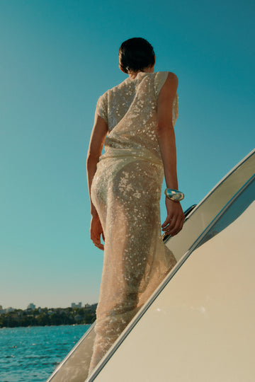 green emerald velvet dress Rachel Gilbert Skye Gown in Green – Coco & Lola main image 0