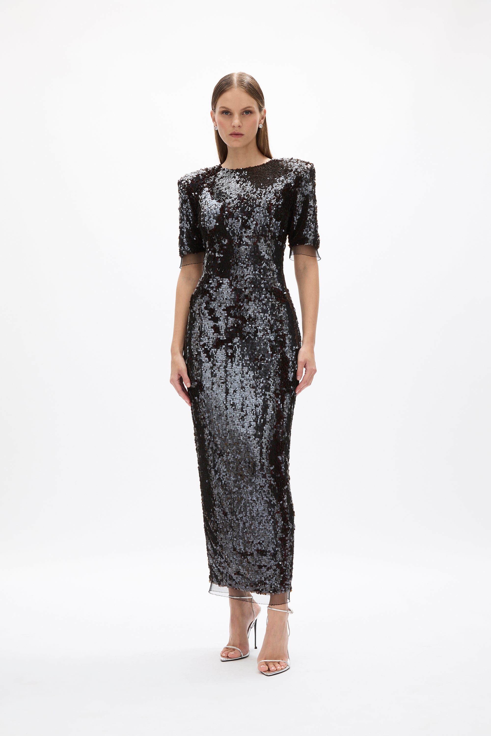 rachel gilbert black sequin dress Kaia Sleeve Chocolate Cashmere Dress Boned bodice 1960s Manhattan Cocktail Dress Color:_Sierra Red