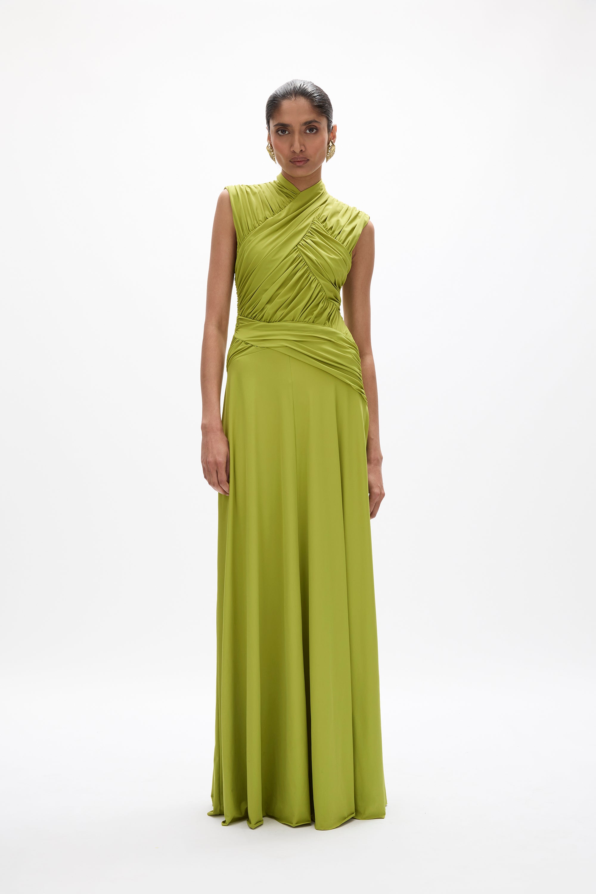 Rachel Gilbert Juniper Ruched Gown - Apple