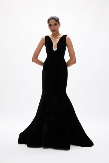 alex evenings black dress Alex Evenings Faux-Feather Off-the-Shoulder Gown - Black