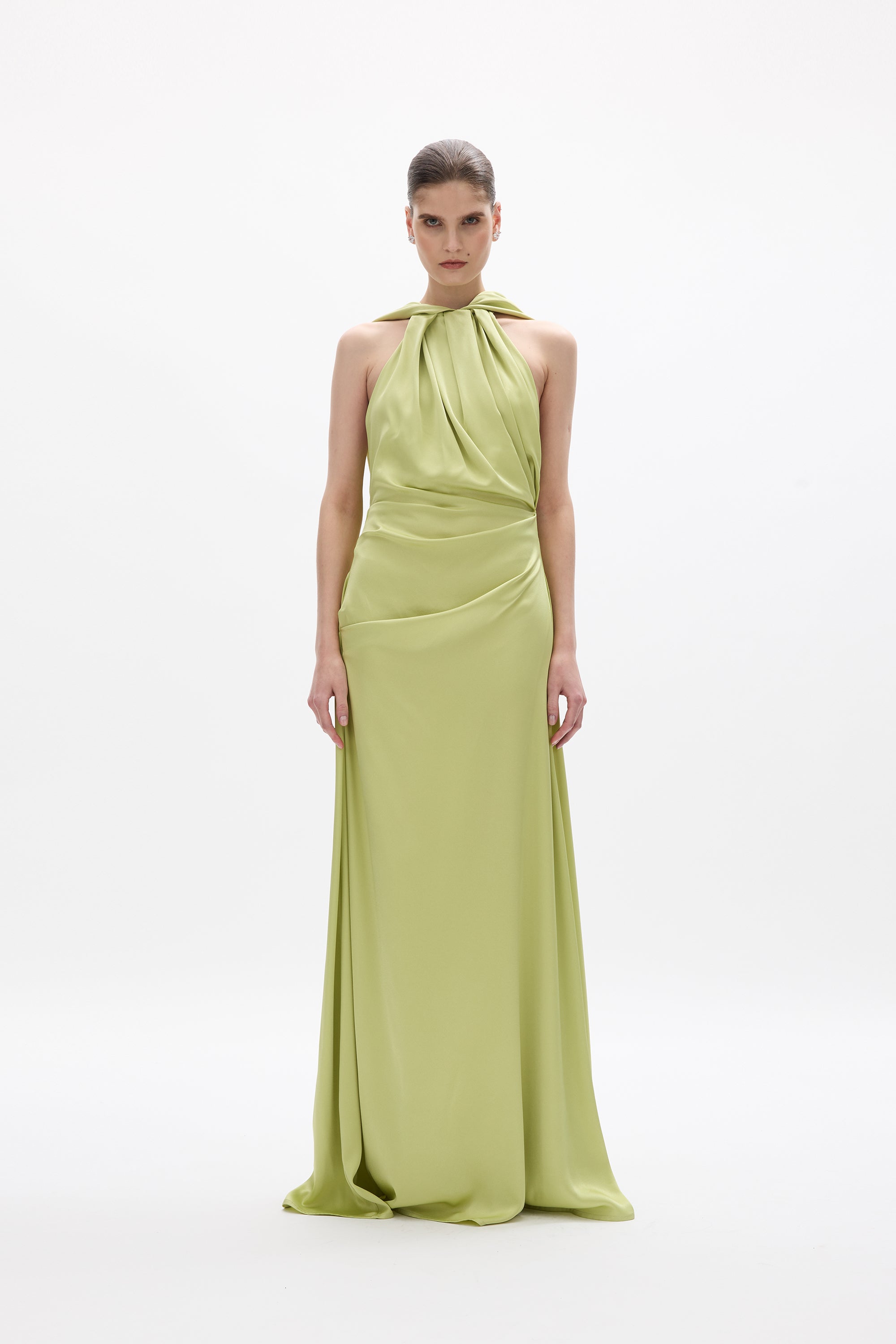 rachel gilbert dress green Women's Hallie Draped Cape Gown - - Size 2 Silhouette: Slip Dress
