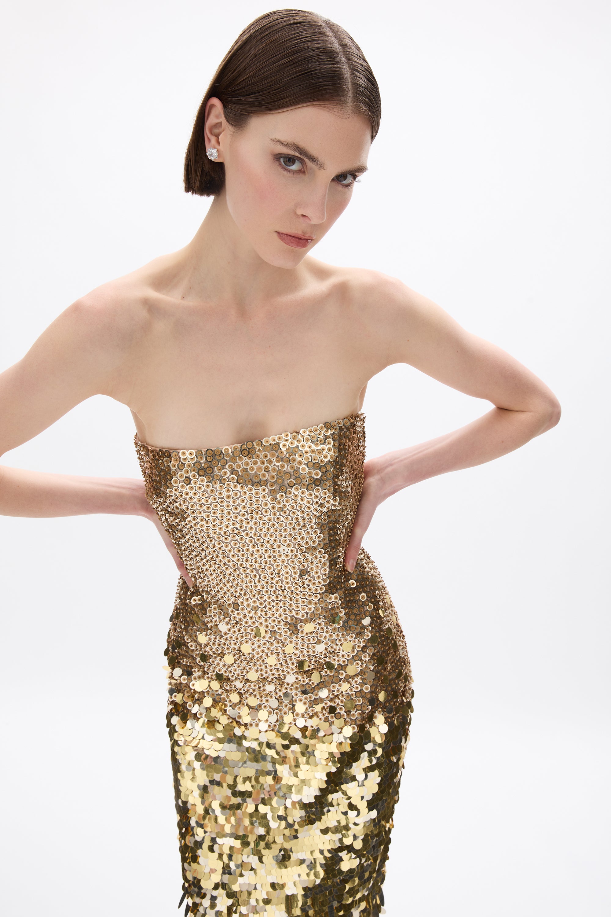 rachel gilbert gold sequin dress Remy Gown Converted size Model is 59 and Pacsun Beverly and Beck Size:60 Long