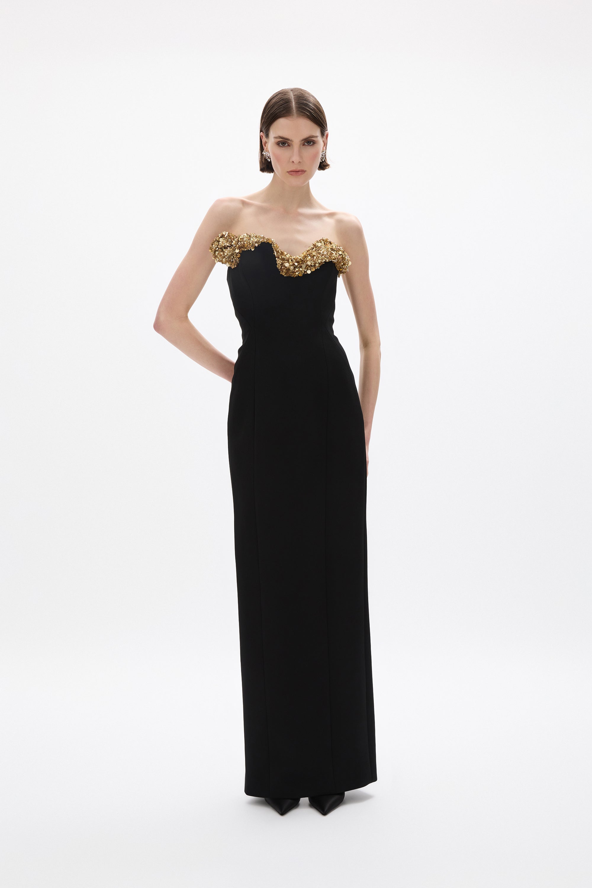 rachel gilbert black sequin dress Lucca Gown Black/Gold Atria Signature Colors:Canary *natan* cut sequins create a Dressystars One Shoulder A